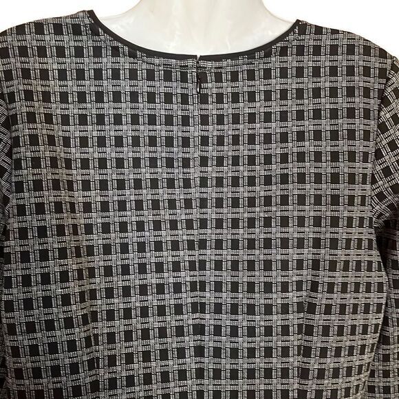 Ann Taylor womens top M black print long sleeve pullover hidden zip office - Picture 8 of 9